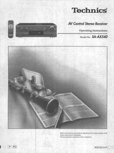 Technics SA-AX540 Receiver Owners Instruction Manual