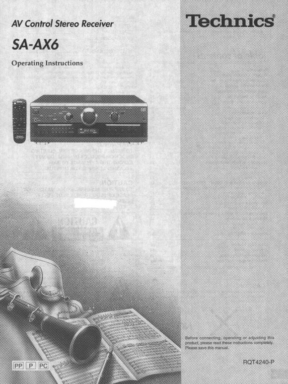 Technics SA-AX6 Receiver Owners Instruction Manual