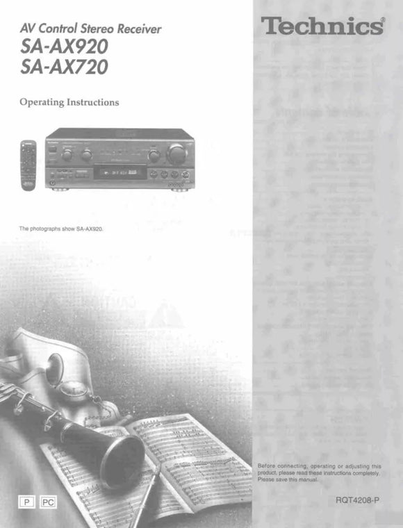 Technics SA-AX720 SA-AX920 Receiver Owners Instruction Manual