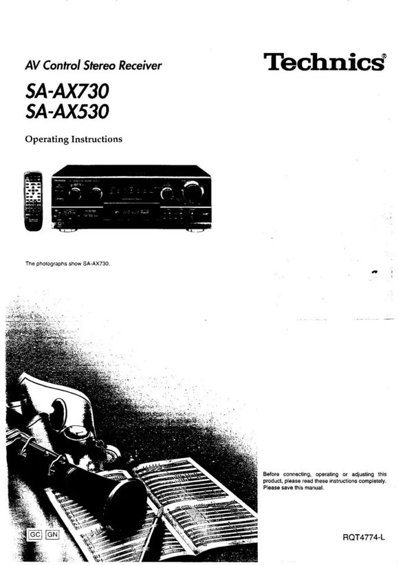 Technics SA-AZ530 SA-AX730 Receiver Owners Instruction Manual