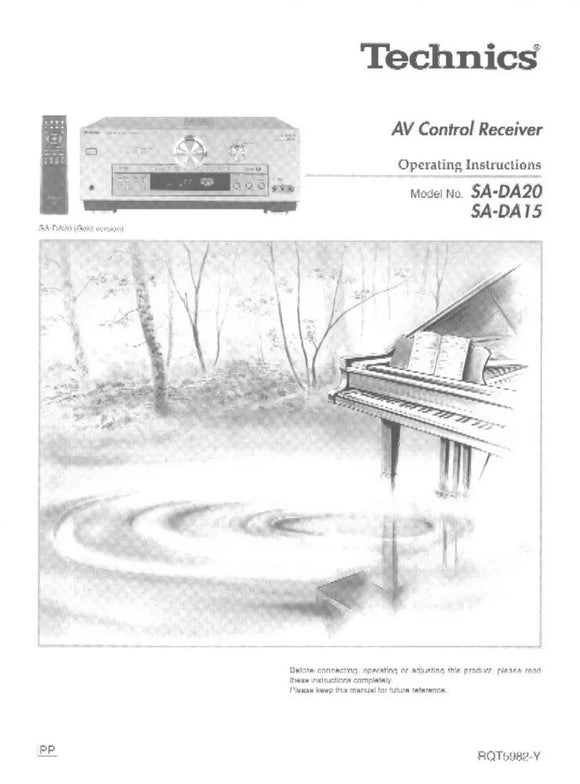 Technics SA-DA15 SA-DA20 Receiver Owners Instruction Manual