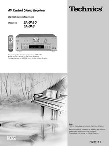 Technics SA-DA8 SA-DA10 Receiver Owners Instruction Manual