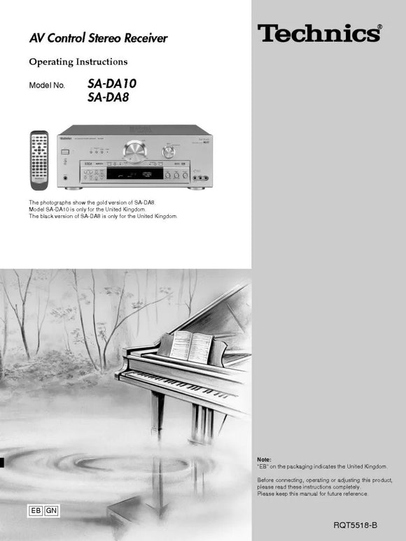 Technics SA-DA8 SA-DA10 Receiver Owners Instruction Manual