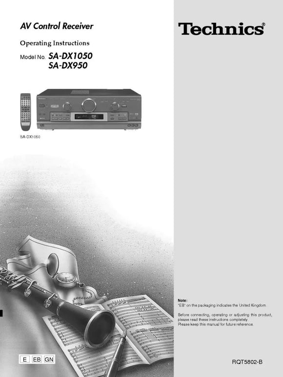 Technics SA-DX950 SA-DX1050 Receiver Owners Instruction Manual