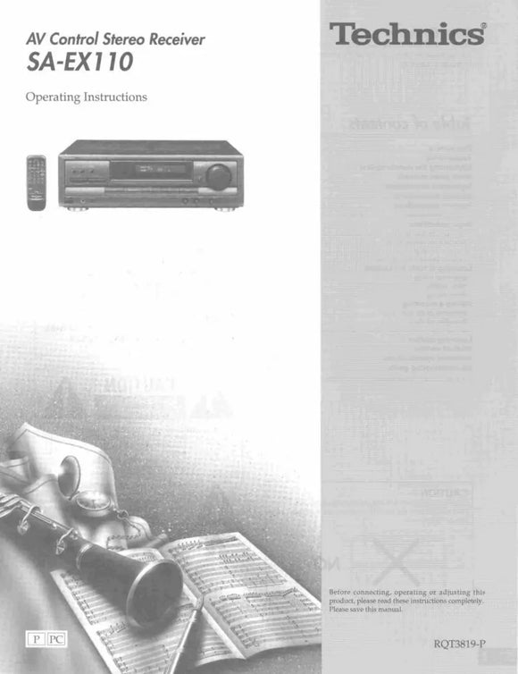 Technics SA-EX110 Receiver Owners Instruction Manual