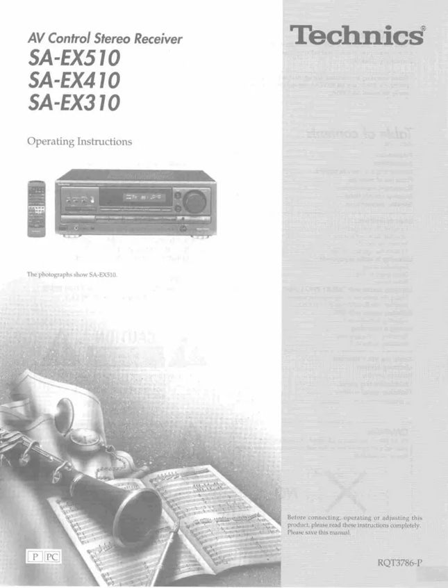 Technics SA-EX310 SA-EX410 SA-EX510 Receiver Owners Instruction Manual