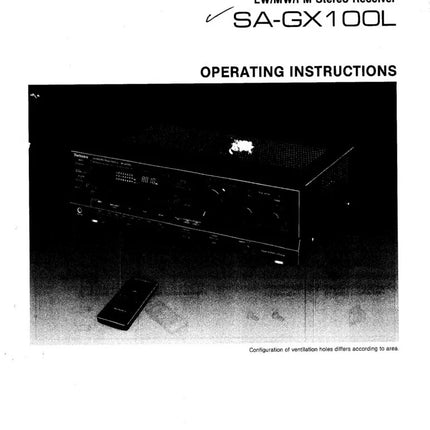 Technics SA-GX100L Receiver Owners Instruction Manual