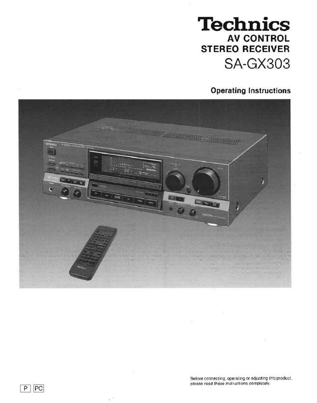 Technics SA-GX303 Receiver Owners Instruction Manual