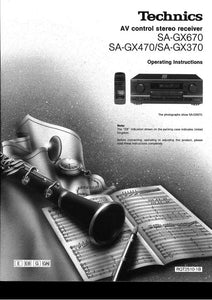 Technics SA-GX370 SA-GX470 SA-GX670 Receiver Owners Instruction Manual