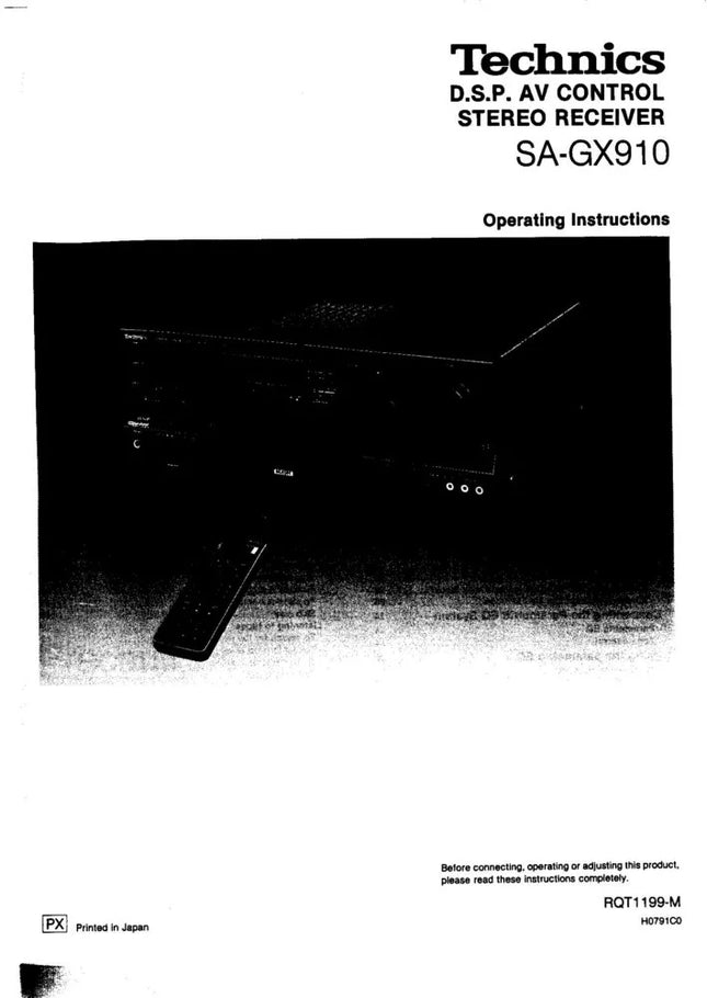 Technics SA-GX910 Receiver Owners Instruction Manual