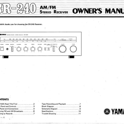 Yamaha CR-240 Receiver Owners Manual