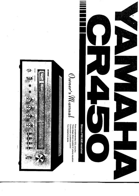 Yamaha CR-450 Receiver Owners Manual