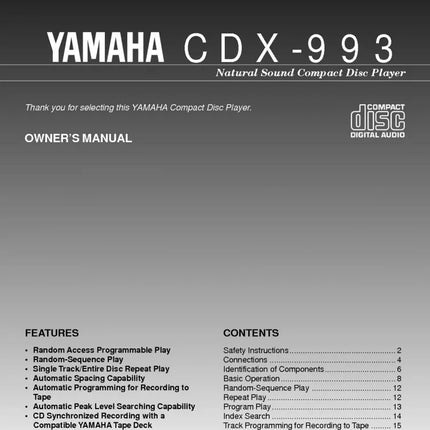 Yamaha CR-993 Receiver Owners Manual