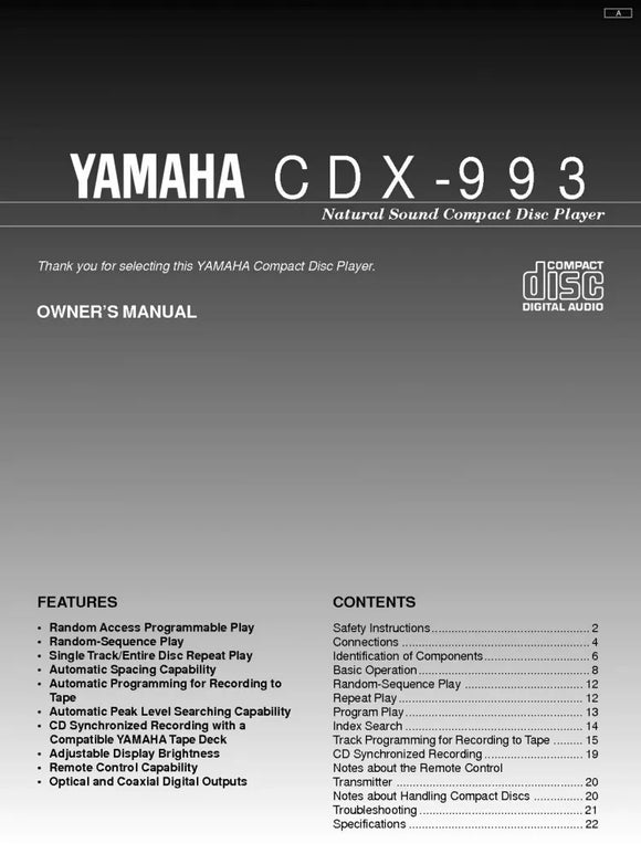 Yamaha CR-993 Receiver Owners Manual