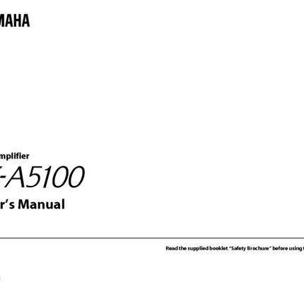 Yamaha CX-A5100 Receiver Owners Manual