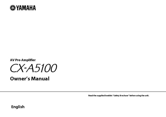 Yamaha CX-A5100 Receiver Owners Manual