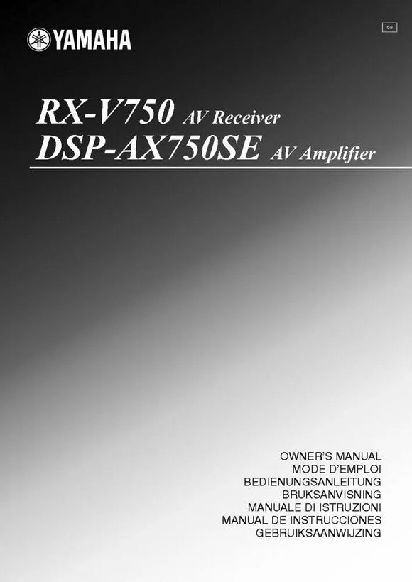 Yamaha DSP-AX750SE Receiver Owners Manual