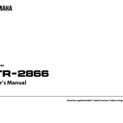 Yamaha HTR-2866 AV Receiver Owners Manual