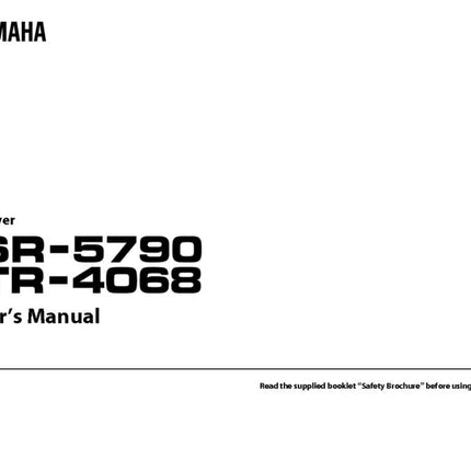 Yamaha HTR-4068 TSR-5790 AV Receiver Owners Manual