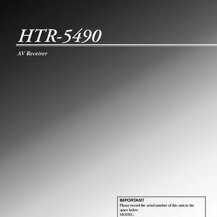 Yamaha HTR-5490 Receiver Owners Manual