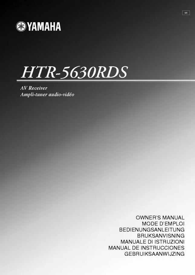 Yamaha HTR-5630RDS AV Receiver Owners Manual