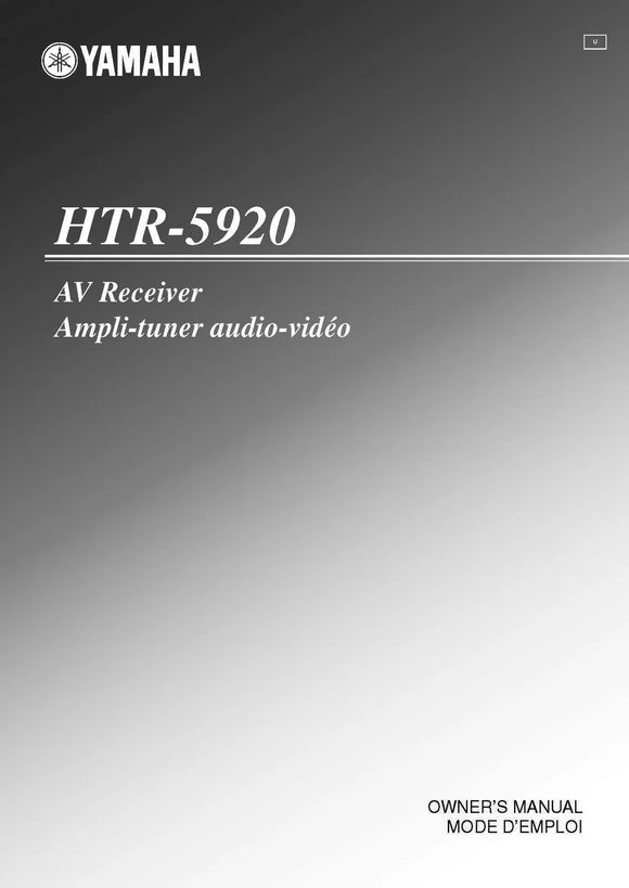Yamaha HTR-5920 AV Receiver Owners Manual