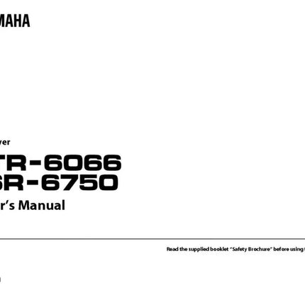Yamaha HTR-6066 TSR-6750 AV Receiver Owners Manual