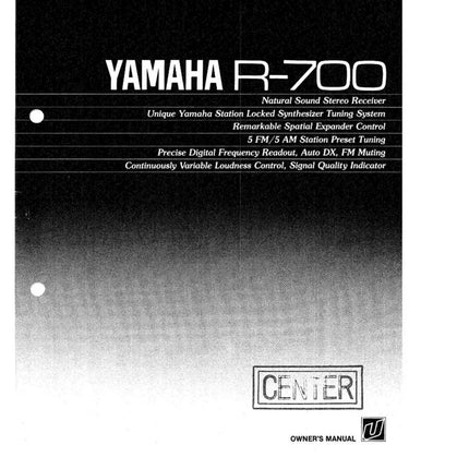 Yamaha R-700 Receiver Owners Manual