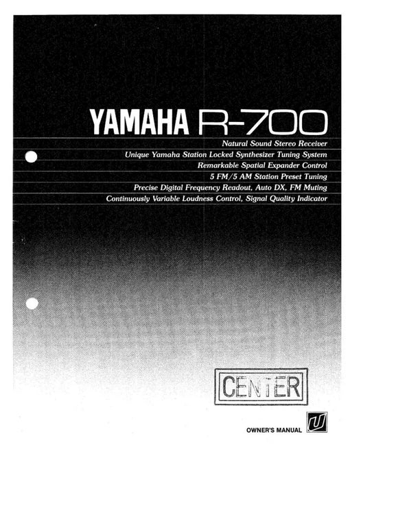 Yamaha R-700 Receiver Owners Manual