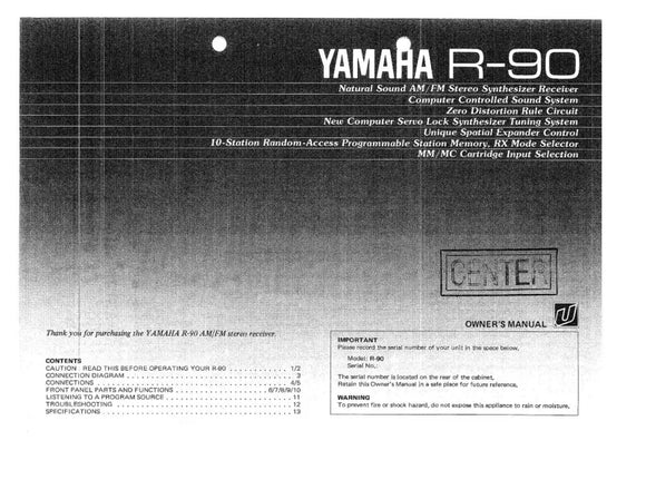 Yamaha R-90 Receiver Owners Manual
