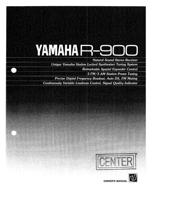 Yamaha R-900 Receiver Owners Manual