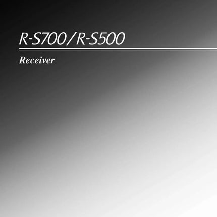 Yamaha R-S500 Receiver Owners Manual