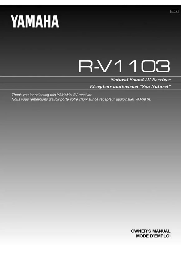 Yamaha R-V1103 Receiver Owners Manual