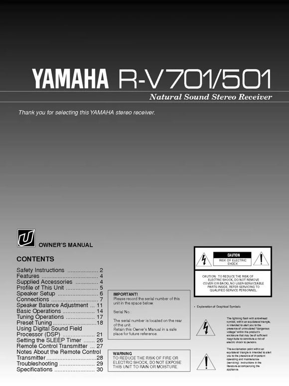 Yamaha R-V701 Receiver Owners Manual