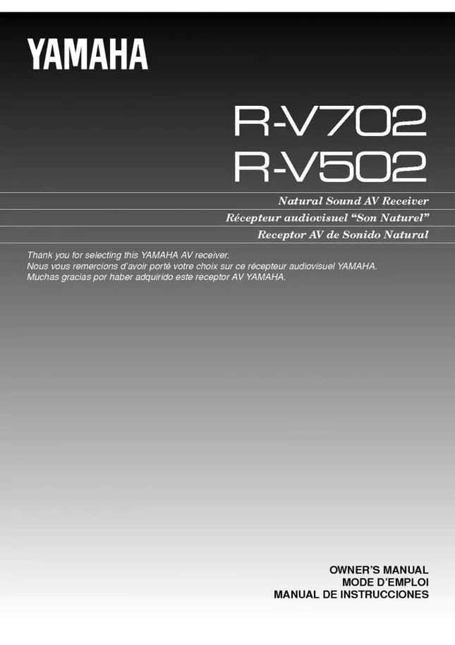 Yamaha R-V702 Receiver Owners Manual