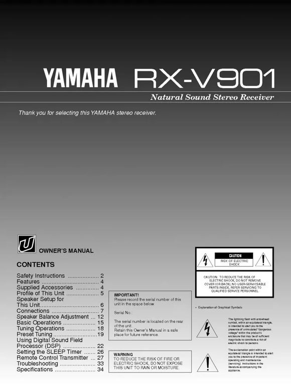 Yamaha R-V901 Receiver Owners Manual