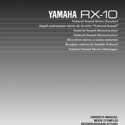 Yamaha RX-10 Receiver Owners Manual