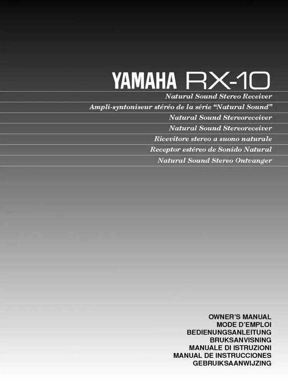 Yamaha RX-10 Receiver Owners Manual