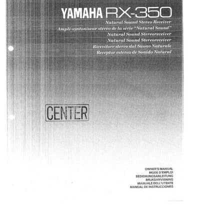 Yamaha RX-350 Receiver Owners Manual