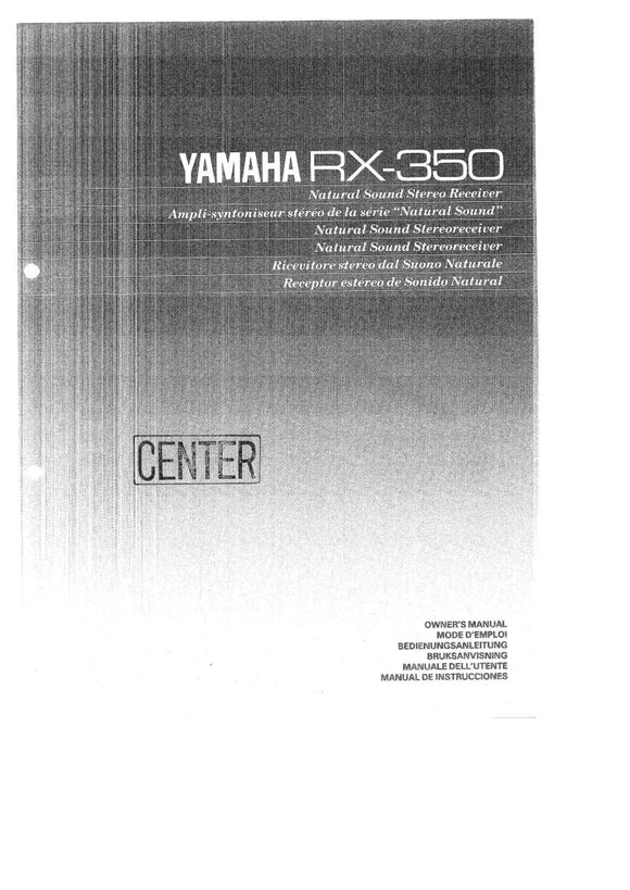 Yamaha RX-350 Receiver Owners Manual