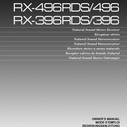 Yamaha RX-396 Receiver Owners Manual