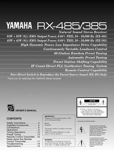 Yamaha RX-485 Receiver Owners Manual