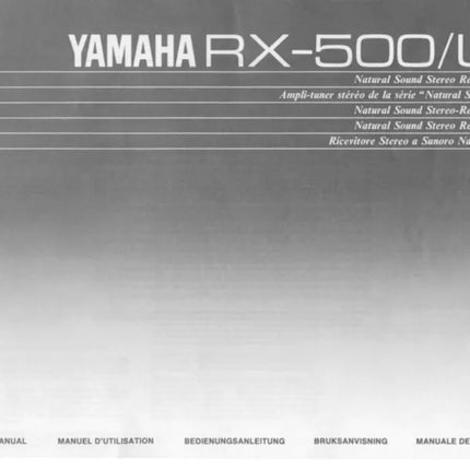Yamaha RX-500 Receiver Owners Manual