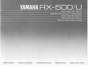 Yamaha RX-500 Receiver Owners Manual