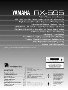 Yamaha RX-595 Receiver Owners Manual
