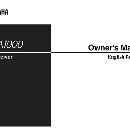 Yamaha RX-A1000 Receiver Owners Manual