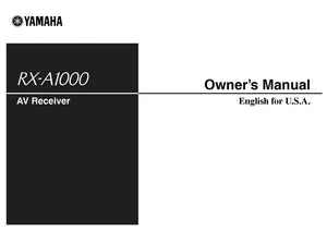 Yamaha RX-A1000 Receiver Owners Manual