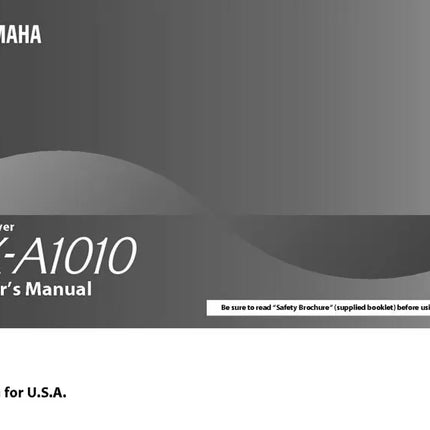 Yamaha RX-A1010 Receiver Owners Manual