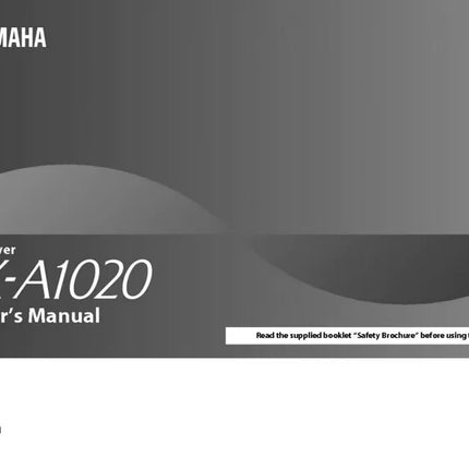 Yamaha RX-A1020 Receiver Owners Manual