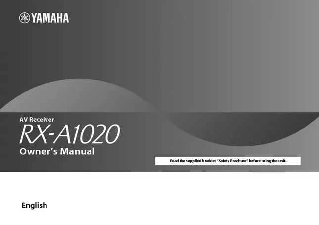 Yamaha RX-A1020 Receiver Owners Manual